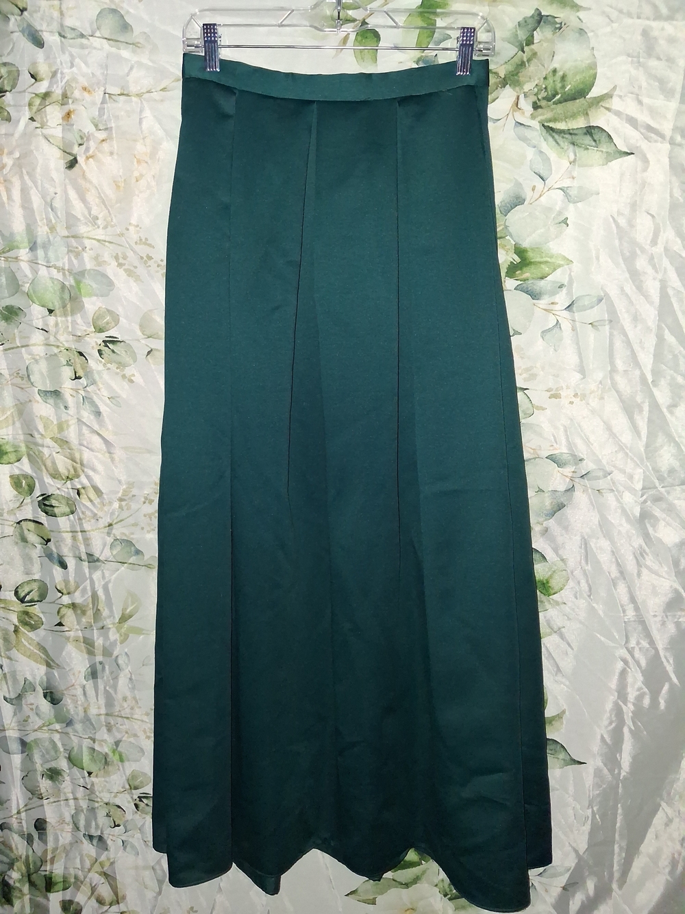 ($3Bundled)  Vintage Green Maxi Skirt - Elegant A-Line